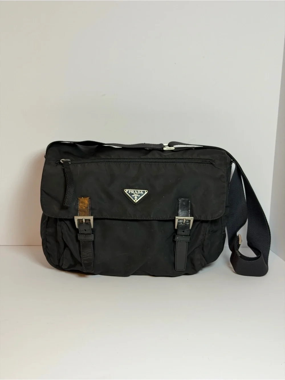 Prada Tessuto Black Nylon Messenger Bag